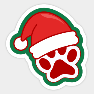 Santa Paw Print Christmas Pet Lover Sticker